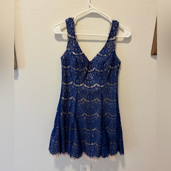 Worn once! Royal Blue Lace Fit and Flare B Darlin Dress - Picture 5 of 9